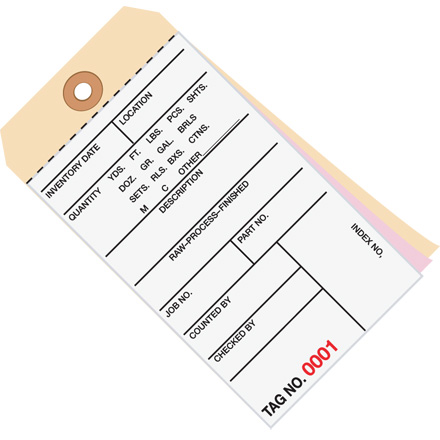 6 <span class='fraction'>1/4</span> x 3 <span class='fraction'>1/8</span>" - (0000-0499) Inventory Tags 3 Part Carbonless # 8