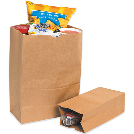 6 <span class='fraction'>1/8</span> x 4 x 12 <span class='fraction'>3/8</span>" Kraft Grocery Bags