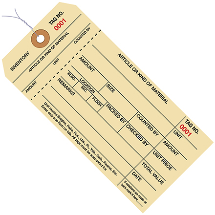 6 <span class='fraction'>1/4</span> x 3 <span class='fraction'>1/8</span>" - (2000-2999) Inventory Tags 1 Part Stub Style #8 - Pre-Wired