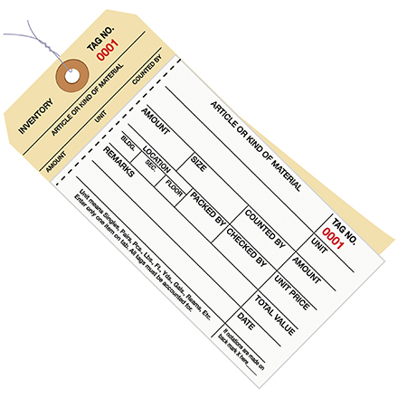 6 <span class='fraction'>1/4</span>" x 3 <span class='fraction'>1/8</span> - (1500-1999) Inventory Tags  2 Part Carbonless Stub Style #8 - Pre-Wired