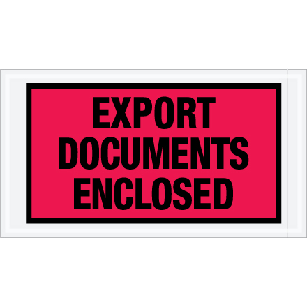 5 <span class='fraction'>1/2</span> x 10" Red "Export Documents Enclosed" Envelopes